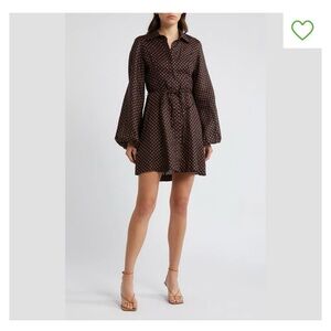 Faithful the Brand Rae Tie Belt Long Sleeve Linen Mini Dress